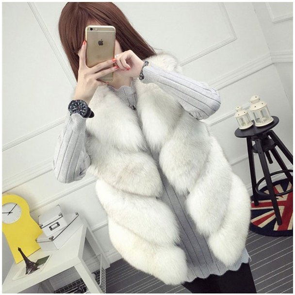 ファージレ レディース 毛皮ベスト ファーチョッキ ショット丈　フォークス　ファーコート フェイクフ