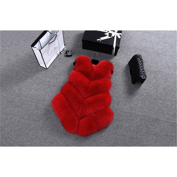 ファージレ レディース 毛皮ベスト ファーチョッキ ショット丈　フォークス　ファーコート フェイクフ