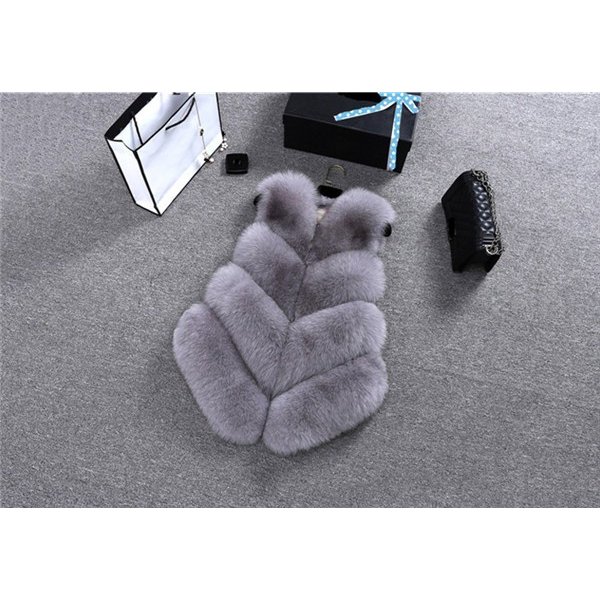 ファージレ レディース 毛皮ベスト ファーチョッキ ショット丈　フォークス　ファーコート フェイクフ