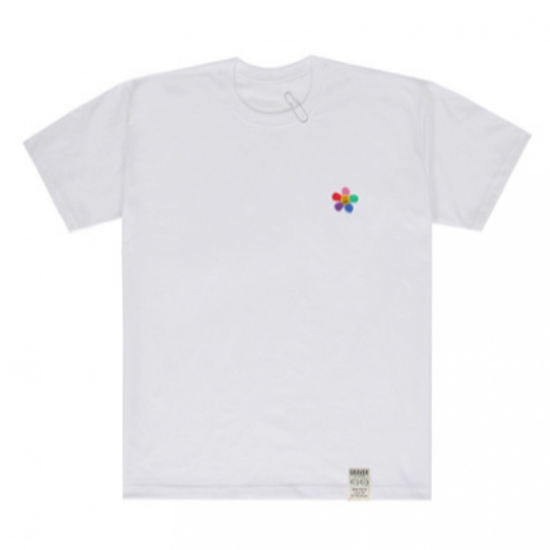 GRAVER レインボーフラワーエンブロイダリーショートスリーブ T シャツホワイト GRAVER レインボーフラワーエンブロイダリーショートスリーブ T シャツホワイト
