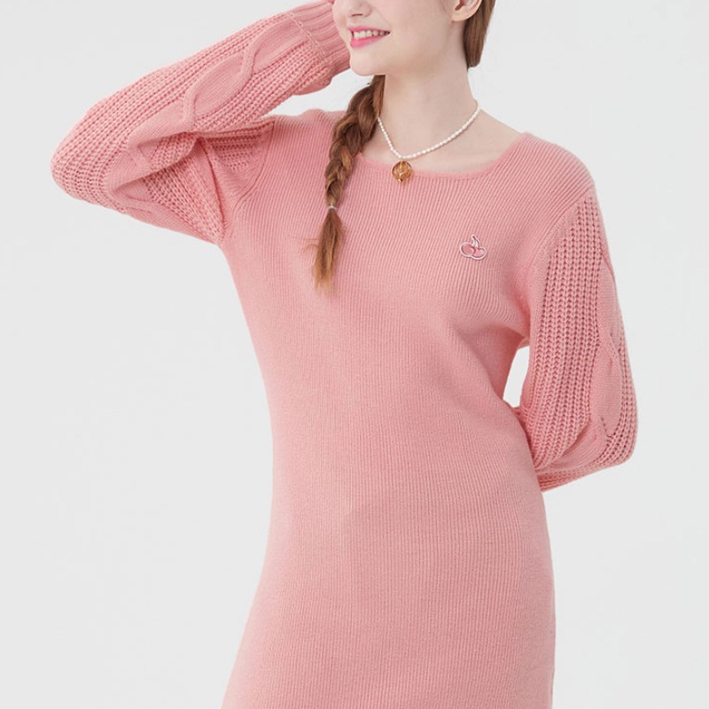 [IVE ウォニョン 着用] SMALL CHERRY KNIT DRESS 韓国 アイドル レディース セーター ワンピース 秋 冬