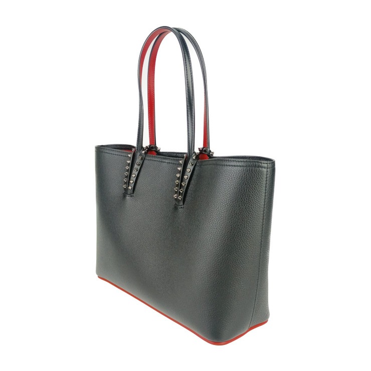 クリスチャンルブタン トートバッグ CABATA カバタ SMALL TOTE BAG カーフ 3205219 シルバー金具 ブラック レッド ハンドバッグ ショルダーバッグ【本物保証】