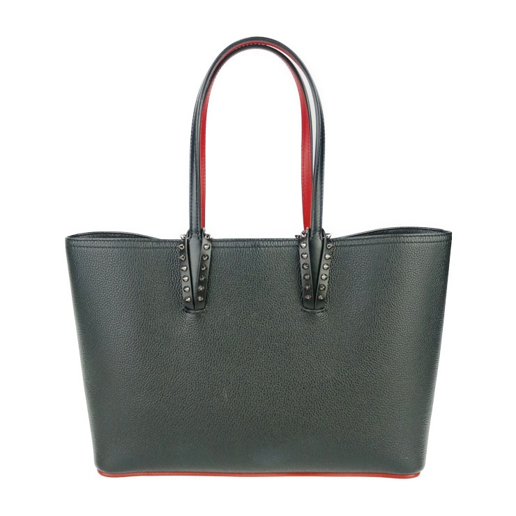 クリスチャンルブタン トートバッグ CABATA カバタ SMALL TOTE BAG カーフ 3205219 シルバー金具 ブラック レッド ハンドバッグ ショルダーバッグ【本物保証】