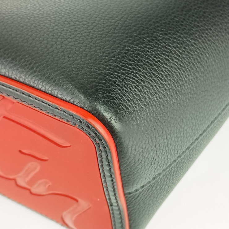 クリスチャンルブタン トートバッグ CABATA カバタ SMALL TOTE BAG カーフ 3205219 シルバー金具 ブラック レッド ハンドバッグ ショルダーバッグ【本物保証】