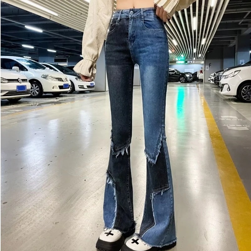 ジーンズは流行スキニーパンツ女性の新しい気質の濃いストレートパンツ春秋パンツ