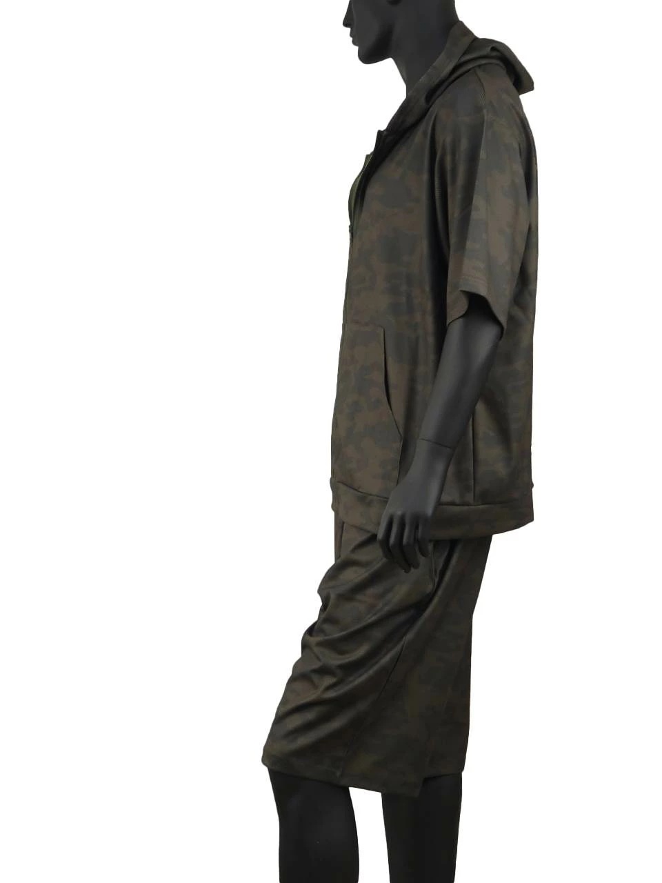 スウェット 上下 メンズ 夏 大きいサイズ セットアップパーカ 迷彩 カモフラ ハーフパンツ 半袖 C050224-02