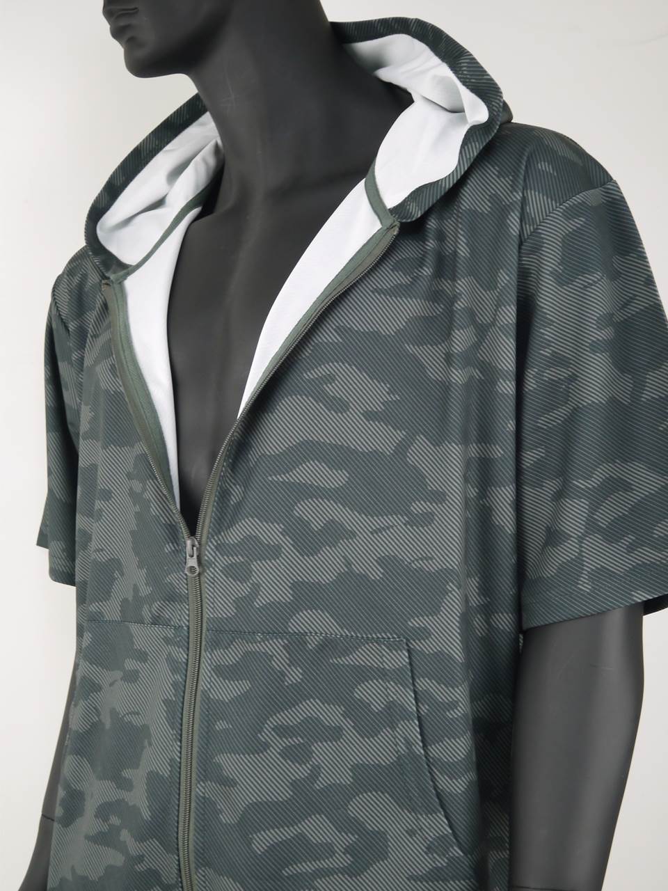 スウェット 上下 メンズ 夏 大きいサイズ セットアップパーカ 迷彩 カモフラ ハーフパンツ 半袖 C050224-02