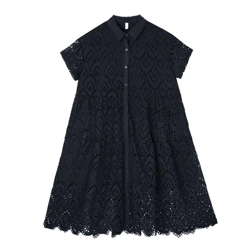 JFashion25新作ワンピース レディース レース透かし彫りデザイン ロングワンピース ゆったり大きいサイズ体型カバー カーディガン半袖 Tシャツワンピース メガ割