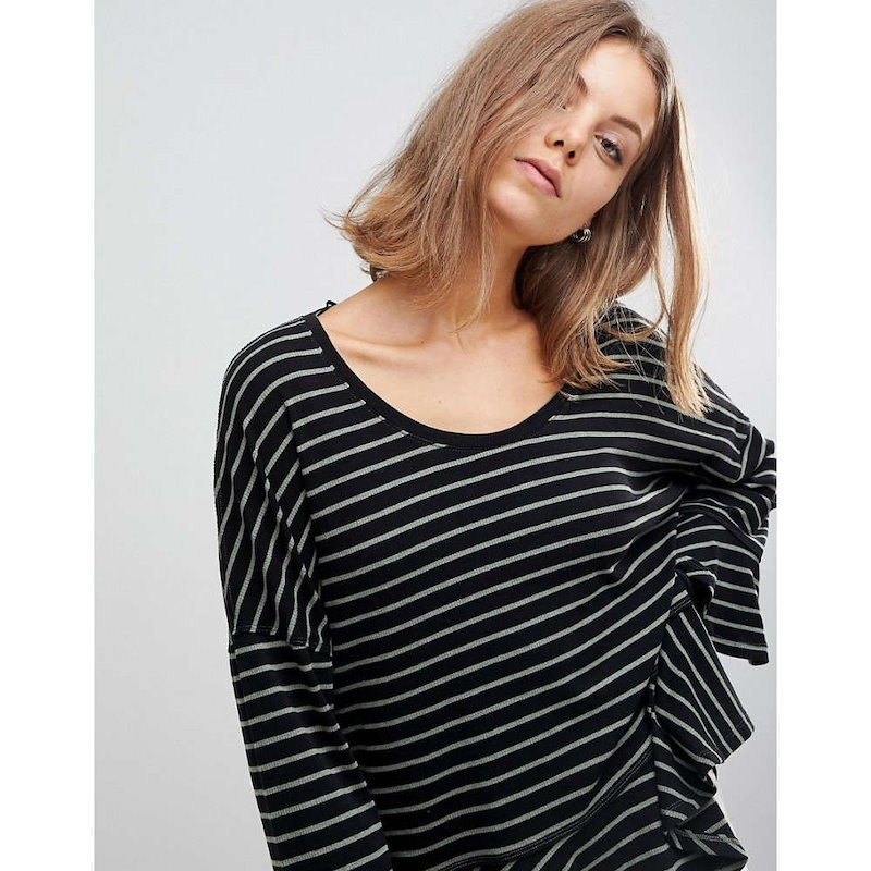 フリーピープル レディース トップス【Free People Round About Striped Top】Black フリーピープル レディース トップス【Free People Round About Striped Top】Black