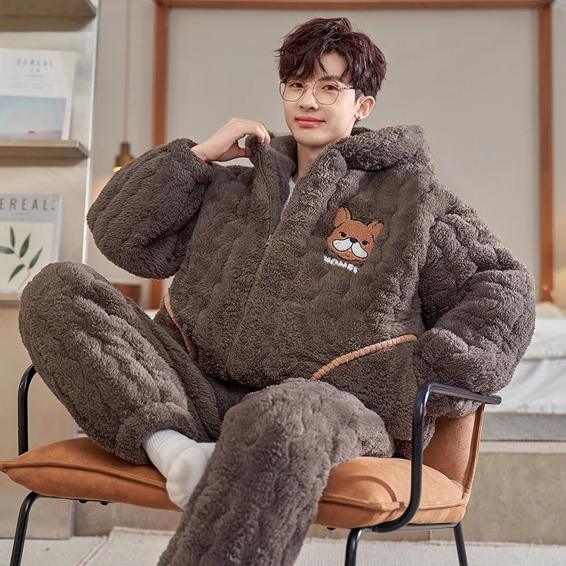通学 パジャマ男性秋冬加絨加厚サンゴ絨毯三層綿挟み男性フランネル冬保温セット 保育園 小学部 通学 パジャマ男性秋冬加絨加厚サンゴ絨毯三層綿挟み男性フランネル冬保温セット 保育園 小学部