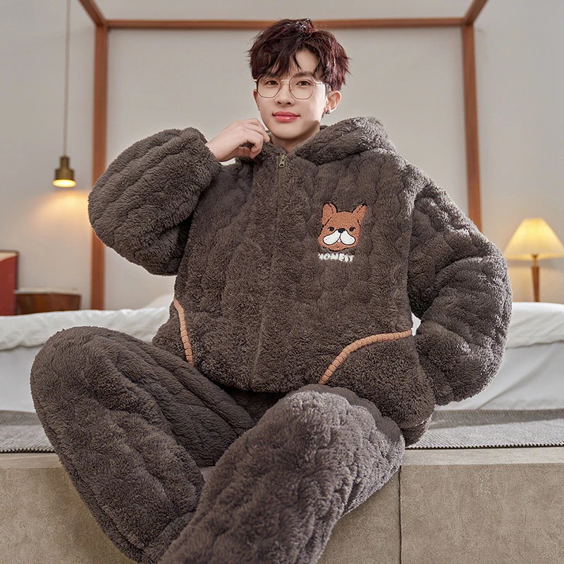 通学 パジャマ男性秋冬加絨加厚サンゴ絨毯三層綿挟み男性フランネル冬保温セット 保育園 小学部 通学 パジャマ男性秋冬加絨加厚サンゴ絨毯三層綿挟み男性フランネル冬保温セット 保育園 小学部
