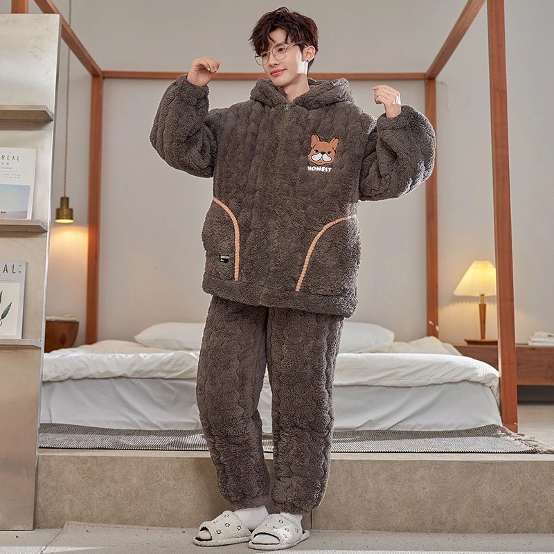 通学 パジャマ男性秋冬加絨加厚サンゴ絨毯三層綿挟み男性フランネル冬保温セット 保育園 小学部 通学 パジャマ男性秋冬加絨加厚サンゴ絨毯三層綿挟み男性フランネル冬保温セット 保育園 小学部