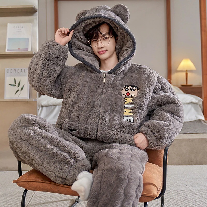 通学 パジャマ男性秋冬加絨加厚サンゴ絨毯三層綿挟み男性フランネル冬保温セット 保育園 小学部 通学 パジャマ男性秋冬加絨加厚サンゴ絨毯三層綿挟み男性フランネル冬保温セット 保育園 小学部