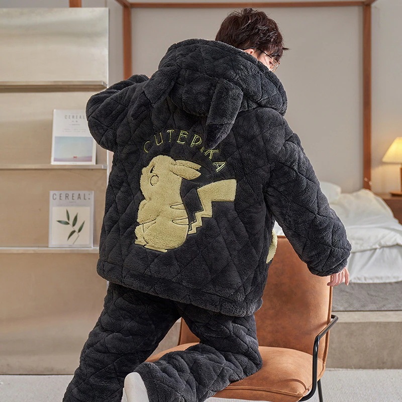 通学 パジャマ男性秋冬加絨加厚サンゴ絨毯三層綿挟み男性フランネル冬保温セット 保育園 小学部 通学 パジャマ男性秋冬加絨加厚サンゴ絨毯三層綿挟み男性フランネル冬保温セット 保育園 小学部