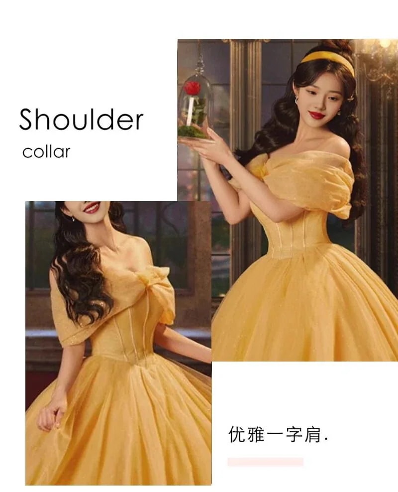 女性用イエロードレス2025ベルプリンセスウェディングドレスハイエンドスーパーシリーズ