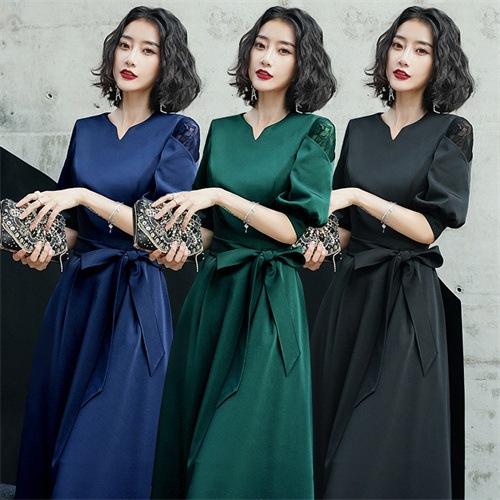 ドレス 結婚式 ワンピース ドレス パーティードレス 袖あり お呼ばれ 二次会 服 フォーマルドレス