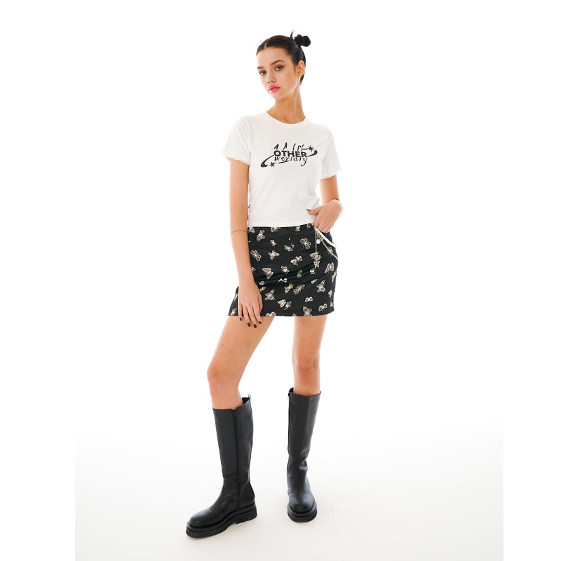 [IVE レイ 着用] [other-worldly] logo lace crop tee クロップド丈 トップス 半袖 Tシャツ 韓国 アイドル