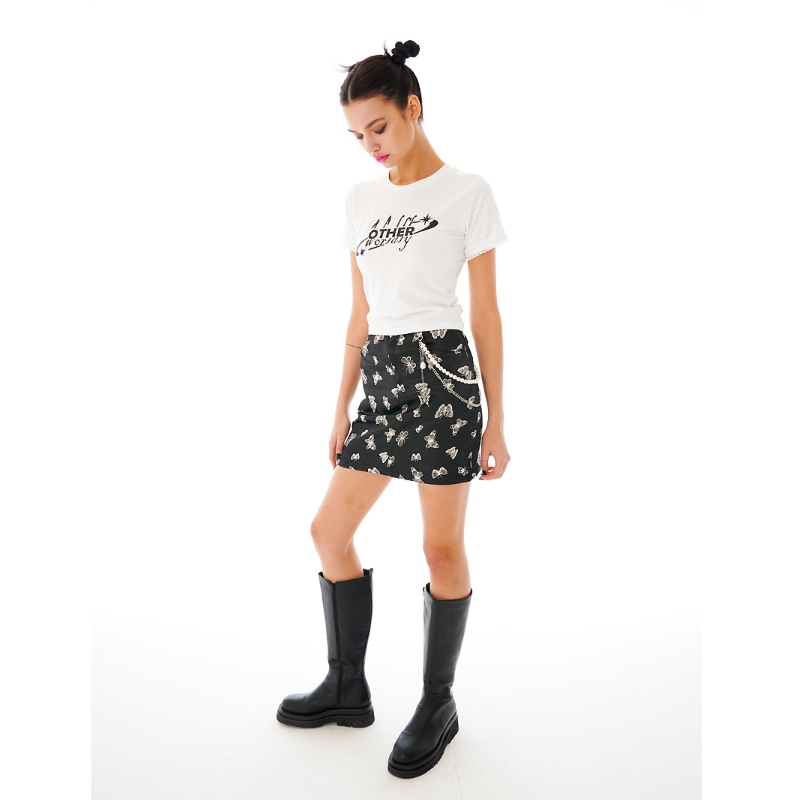 [IVE レイ 着用] [other-worldly] logo lace crop tee クロップド丈 トップス 半袖 Tシャツ 韓国 アイドル