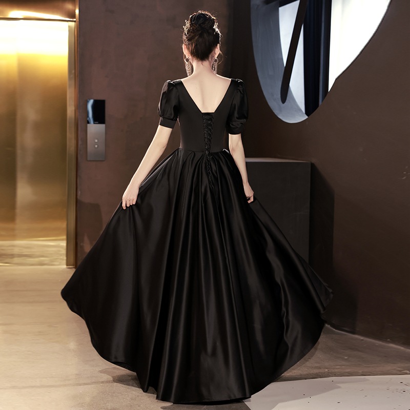 女性用ブラックドレス2025ハイエンド美術試験ホストドレス 女性用ブラックドレス2025ハイエンド美術試験ホストドレス
