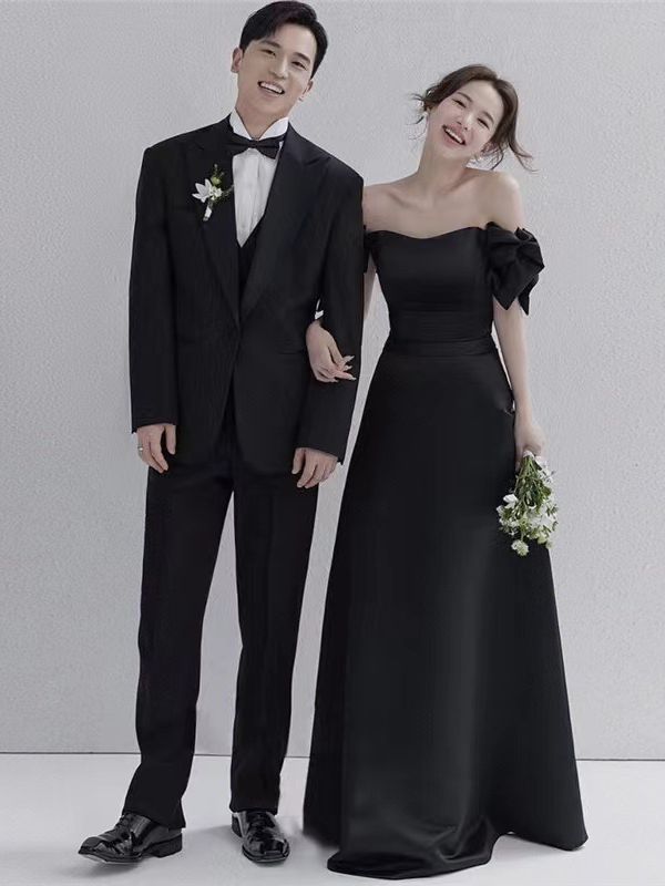 新品 ウェディングドレス 結婚式 パーティー ブラック 韓国 韓国ファッション 新作 高級感 ブラックドレス パーティードレス