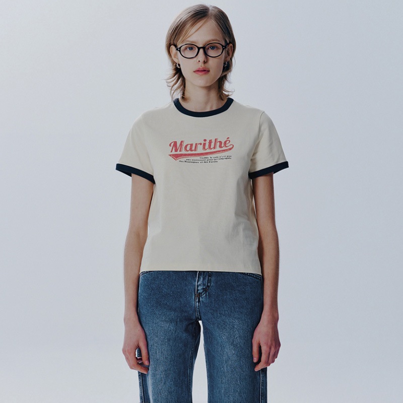 [Redvelvet ジョイ 着用] W VINTAGE BASEBALL RINGER TEE 韓国 アイドル 半袖 Tシャツ レディース メンズ 春 夏 大きいサイズ ゆったり