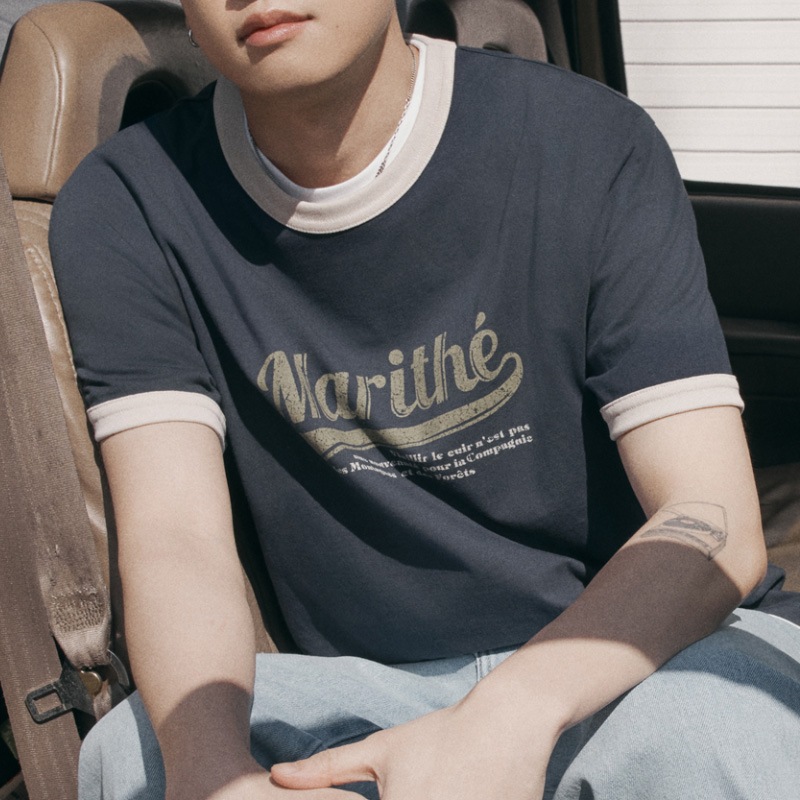 [Redvelvet ジョイ 着用] W VINTAGE BASEBALL RINGER TEE 韓国 アイドル 半袖 Tシャツ レディース メンズ 春 夏 大きいサイズ ゆったり