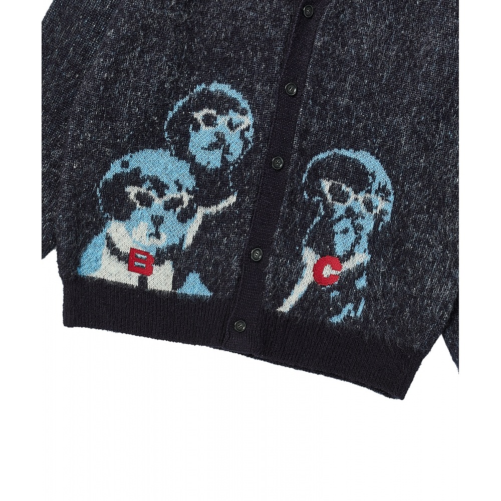 BEYOND CLOSET ユートピアドッグブラシディテール Vネックニットカーディガンネイビー BEYOND CLOSET ユートピアドッグブラシディテール Vネックニットカーディガンネイビー