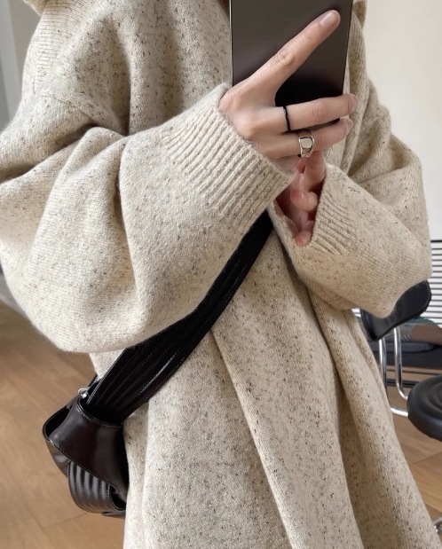 ワンピース 長袖 ニット ミックス ショート ハーフジップ ビッグカラー オーバーシルエット シンプル カジュアル ジップアップ TKOR0060 ワンピース 長袖 ニット ミックス ショート ハーフジップ ビッグカラー オーバーシルエット シンプル カジュアル ジップアップ TKOR0060