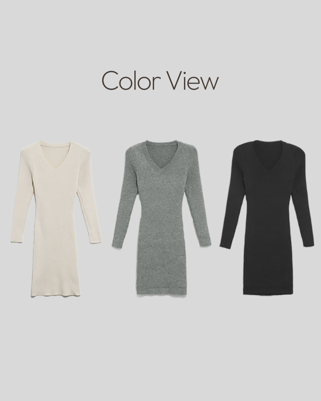 Vネックニットミニワンピース韓国ファッション レディース Vネックニットミニワンピース韓国ファッション レディース