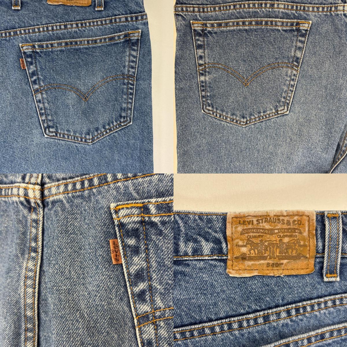 古着 90s/90年代 デニムパンツ 540 テーパード 大きいサイズ ジーンズ ジーパン 5ポケット 長ズボン w44 L30 ブルー メンズ