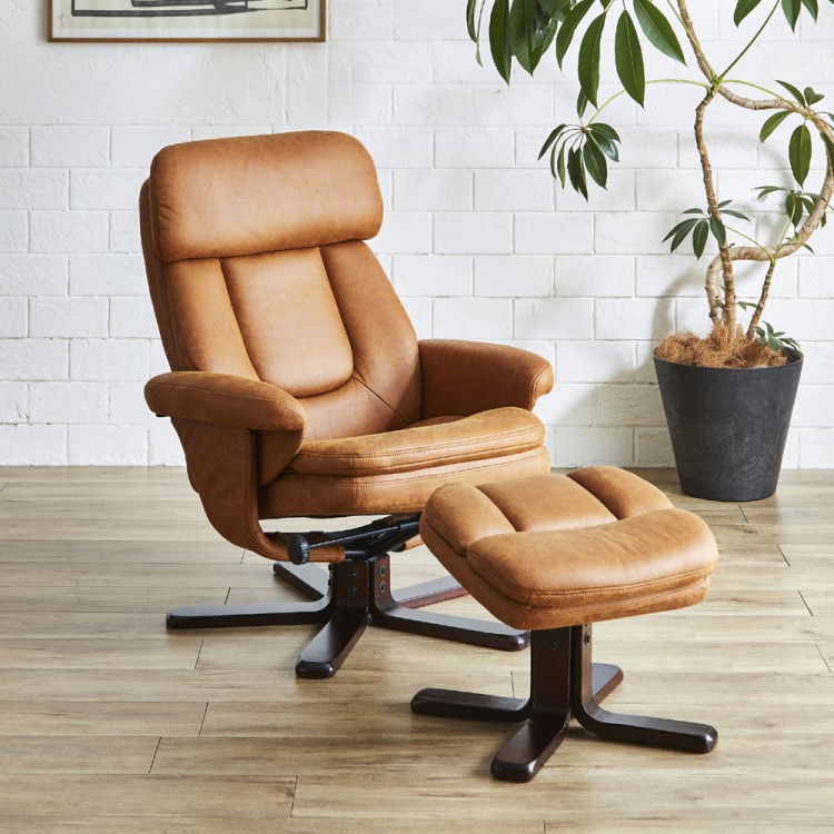 パーソナルチェア オットマン付 1人掛 リクライニング リラックスチェア 引っかきキズに強い生地 リビング 1Pイス