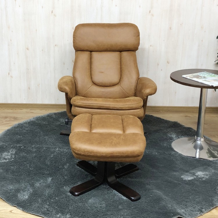 パーソナルチェア オットマン付 1人掛 リクライニング リラックスチェア 引っかきキズに強い生地 リビング 1Pイス