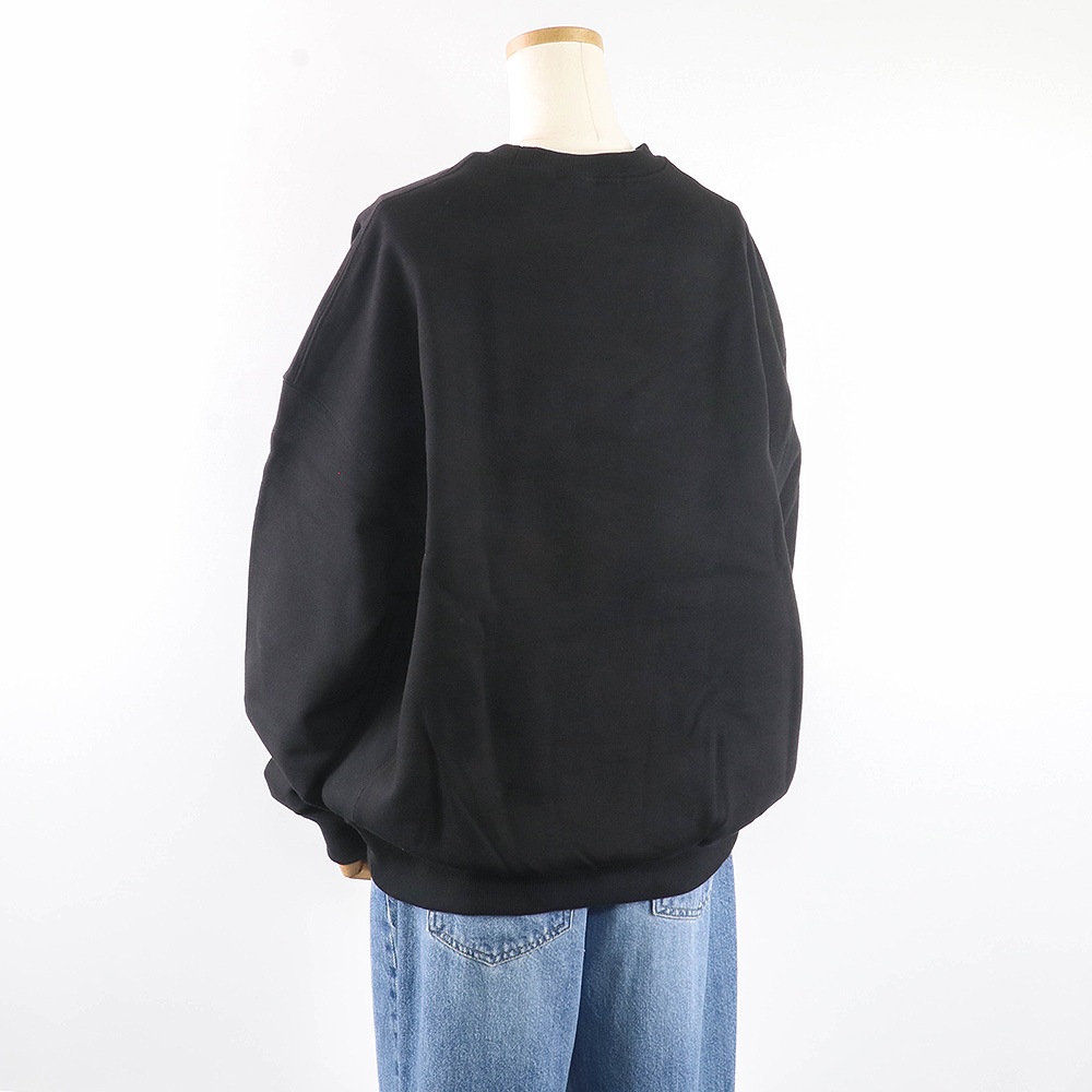 SWEATSHIRT FLOWERMARDI NEEDLEWORK BLACK SKY 長袖 レディース 韓国 ファッション アパレル 刺繍 ロゴ