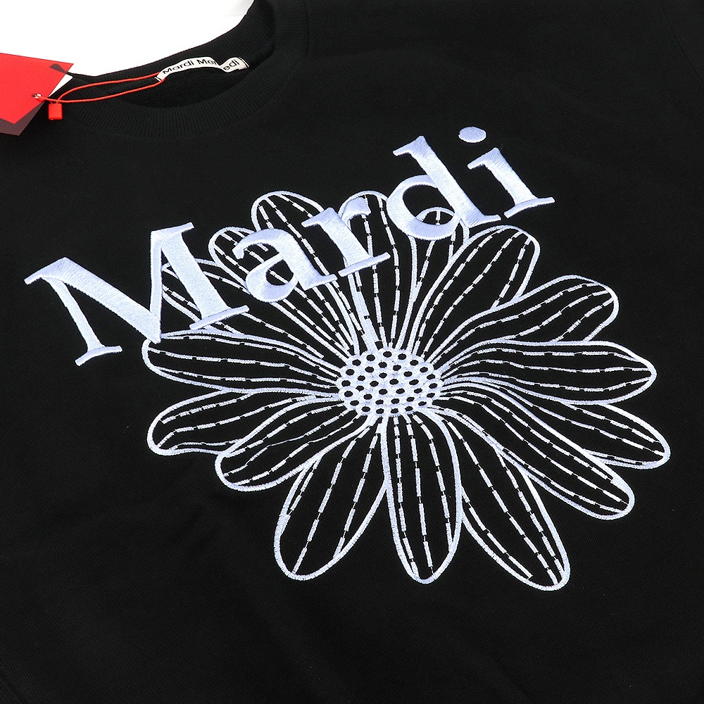 SWEATSHIRT FLOWERMARDI NEEDLEWORK BLACK SKY 長袖 レディース 韓国 ファッション アパレル 刺繍 ロゴ