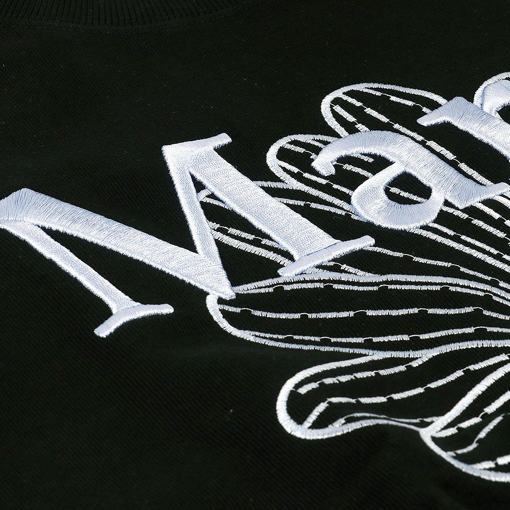 SWEATSHIRT FLOWERMARDI NEEDLEWORK BLACK SKY 長袖 レディース 韓国 ファッション アパレル 刺繍 ロゴ