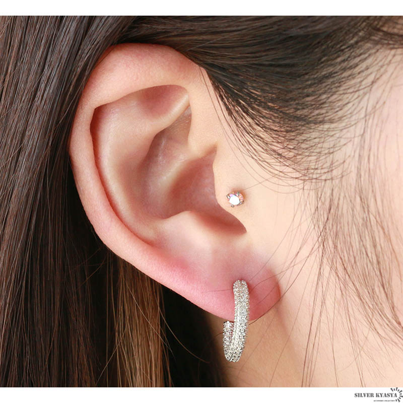 925 キラキラフープピアス [ce091]