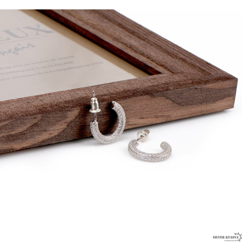 925 キラキラフープピアス [ce091]