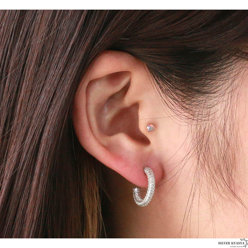 925 キラキラフープピアス [ce091]