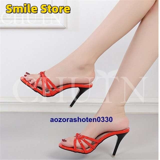 ハイヒールミュールパンプス春 美脚 ミュールエナメル 2226.5cm ビーチサンダル 夏ミュールサンダルクリアミュール 30代40代通勤 オープントゥ ピンヒール