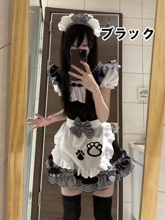ワンピース レディース 2色 8点セット チョーカー ニーハイソックス ミニ メイド服 エプロン ギンガムチェック リボン フリル 猫 キャット リボン 脚長 細見え スリム シースルー パーティード ワンピース レディース 2色 8点セット チョーカー ニーハイソックス ミニ メイド服 エプロン ギンガムチェック リボン フリル 猫 キャット リボン 脚長 細見え スリム シースルー パーティード