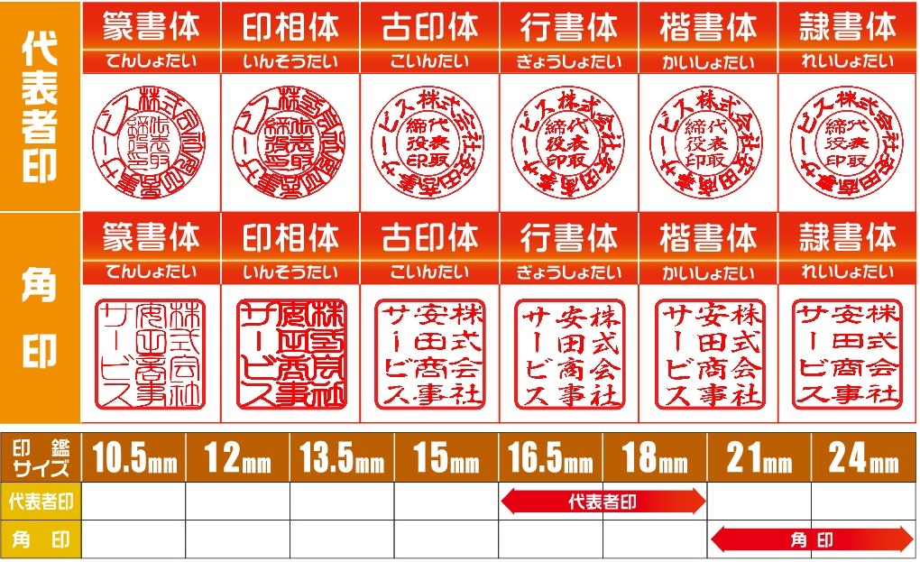 代表印18ｍｍ（寸胴）角印21ｍｍ　はんこ　柘　つげ　印鑑　印鑑ケース付　送料無料　法人印鑑　会社設立　ゴム印セット付
