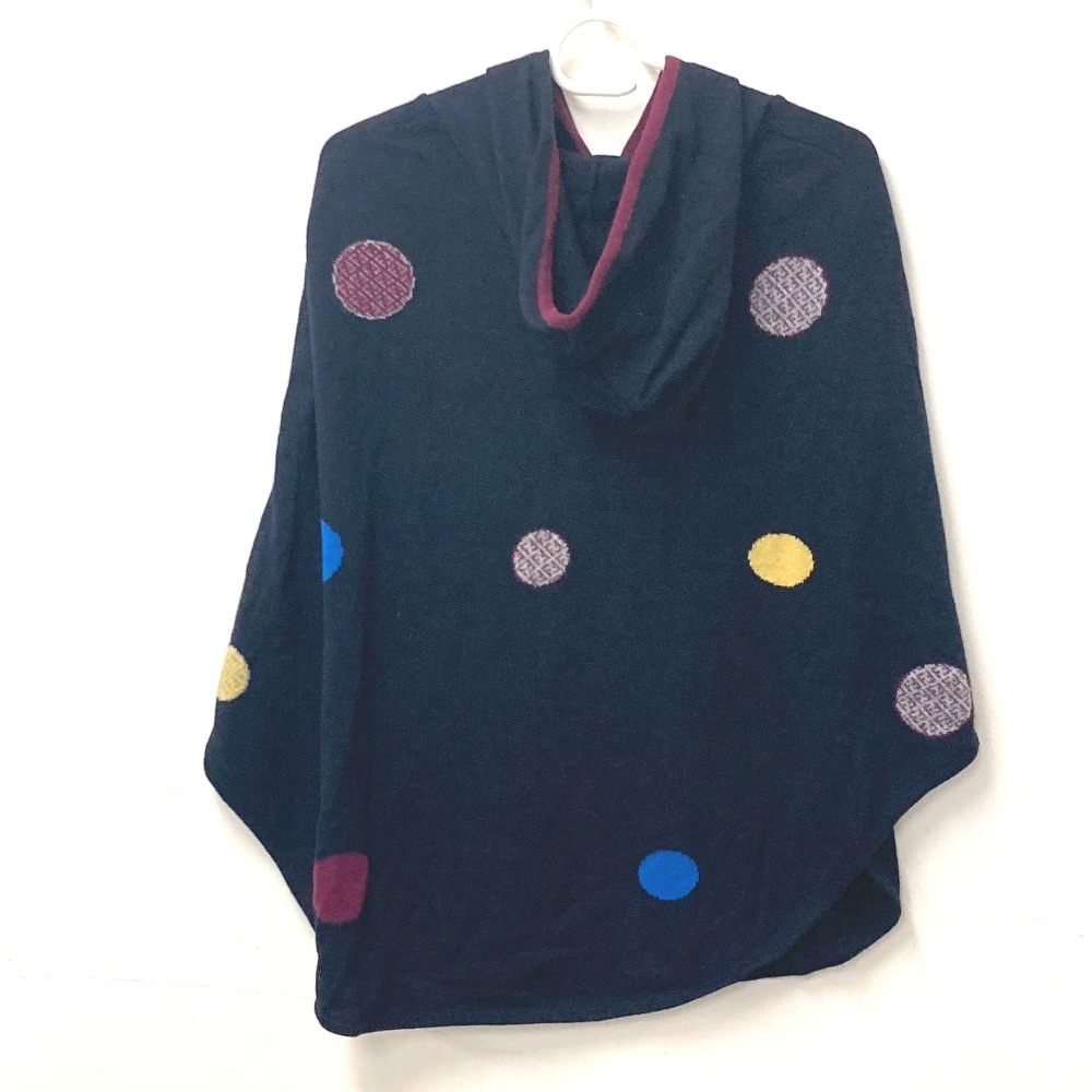 ポンチョ ドット 水玉 フード付き フーディー トップス アパレル ウール マルチカラー