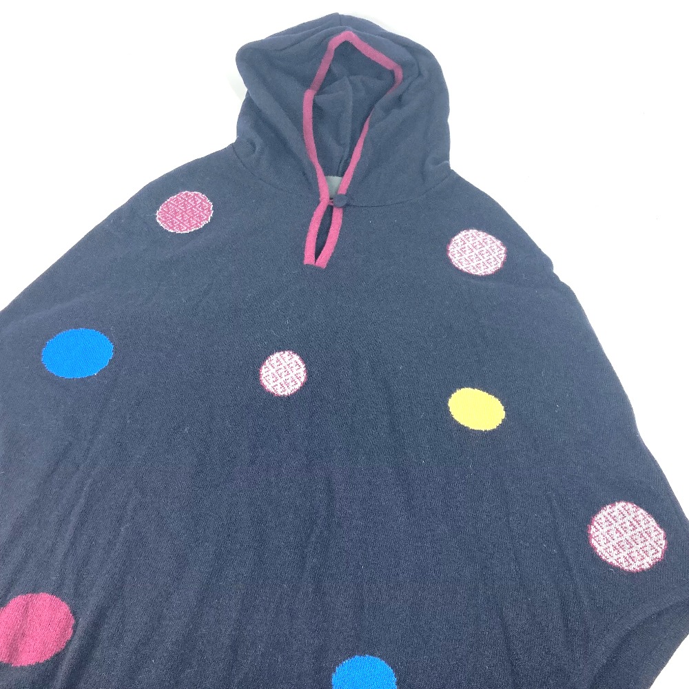 ポンチョ ドット 水玉 フード付き フーディー トップス アパレル ウール マルチカラー
