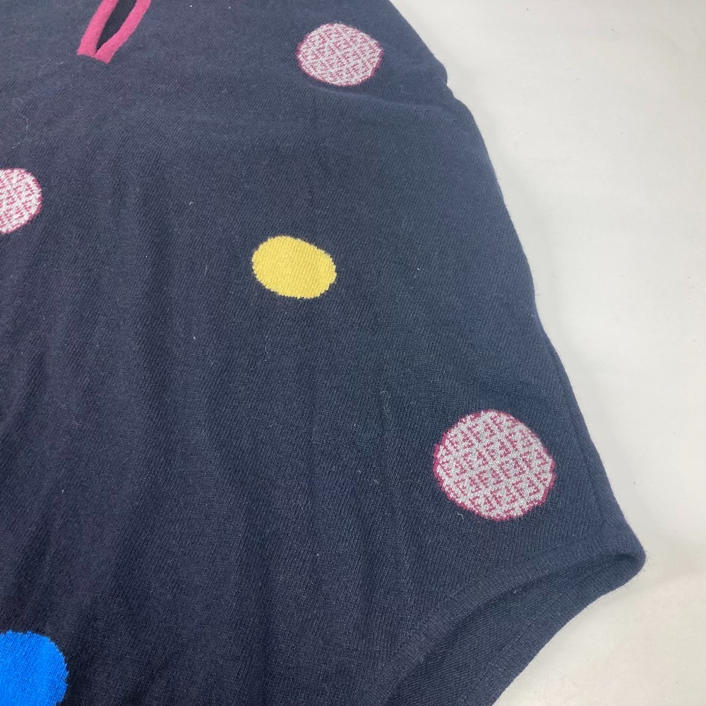 ポンチョ ドット 水玉 フード付き フーディー トップス アパレル ウール マルチカラー