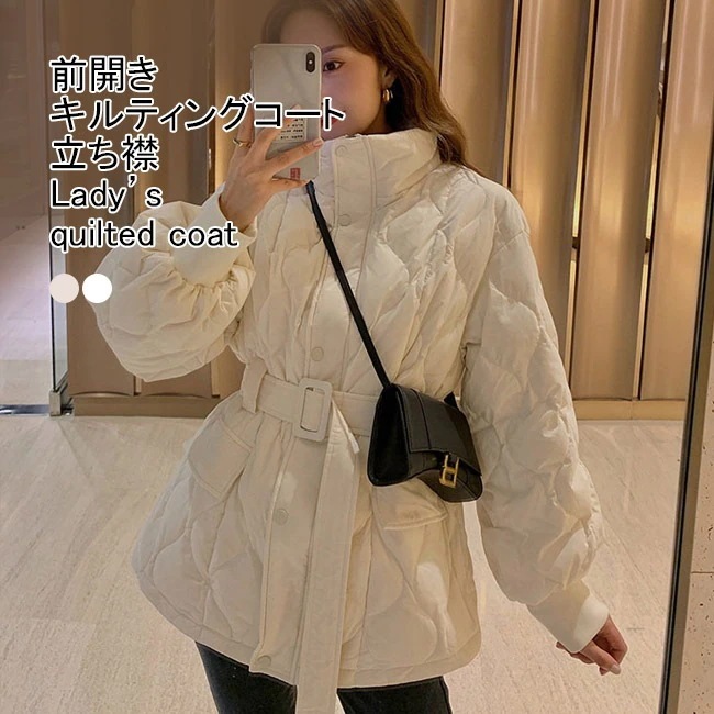 中綿コート レディース アウター 無地 立ち襟 長袖 軽量 防寒 保温性 前開き トップス カジュアル 中綿コート レディース アウター 無地 立ち襟 長袖 軽量 防寒 保温性 前開き トップス カジュアル