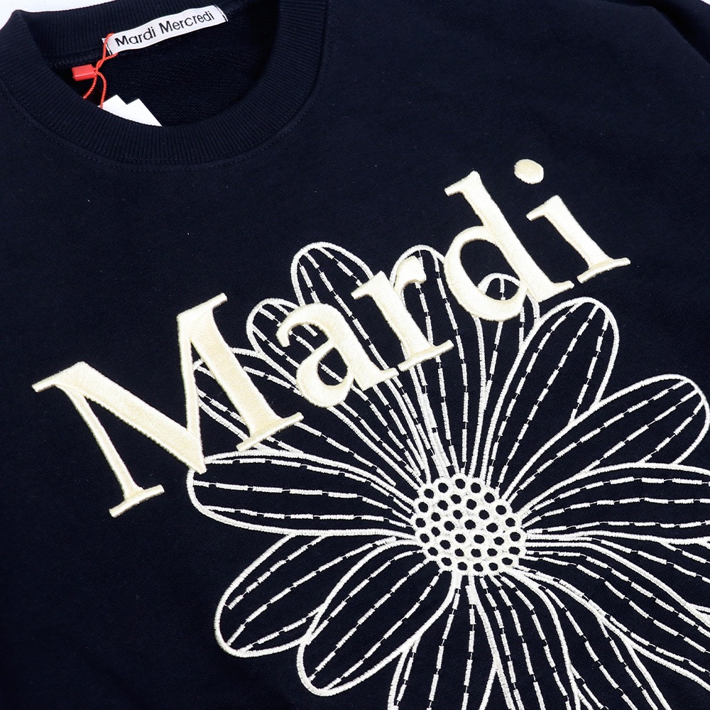 SWEATSHIRT FLOWERMARDI NEEDLEWORK BLACK LEMON 長袖 レディース 韓国 ファッション アパレル 刺繍
