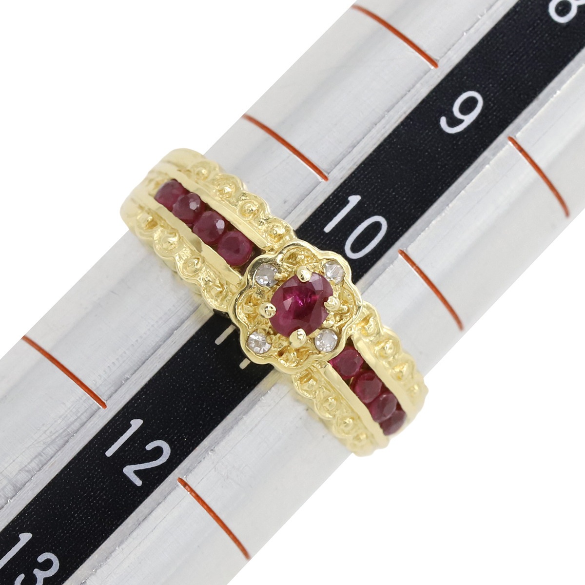 リング 指輪 ルビー ダイヤリング K18YG ルビー ダイヤモンド イエローゴールド レッド 赤 1Pダイヤ 11号【中古】 リング 指輪 ルビー ダイヤリング K18YG ルビー ダイヤモンド イエローゴールド レッド 赤 1Pダイヤ 11号【中古】