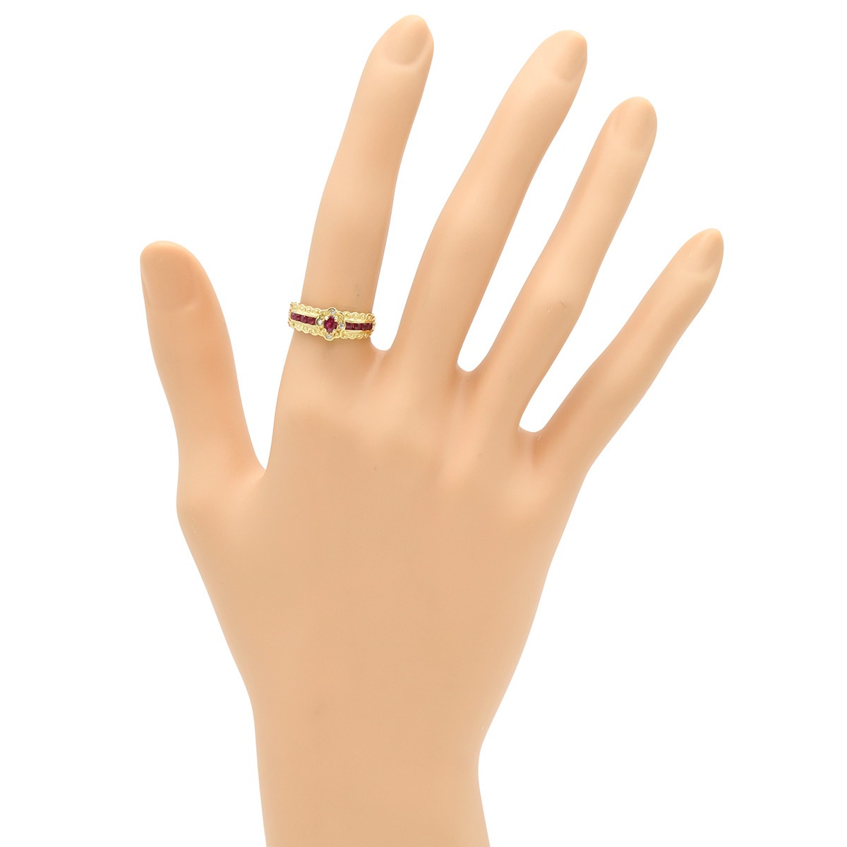 リング 指輪 ルビー ダイヤリング K18YG ルビー ダイヤモンド イエローゴールド レッド 赤 1Pダイヤ 11号【中古】 リング 指輪 ルビー ダイヤリング K18YG ルビー ダイヤモンド イエローゴールド レッド 赤 1Pダイヤ 11号【中古】