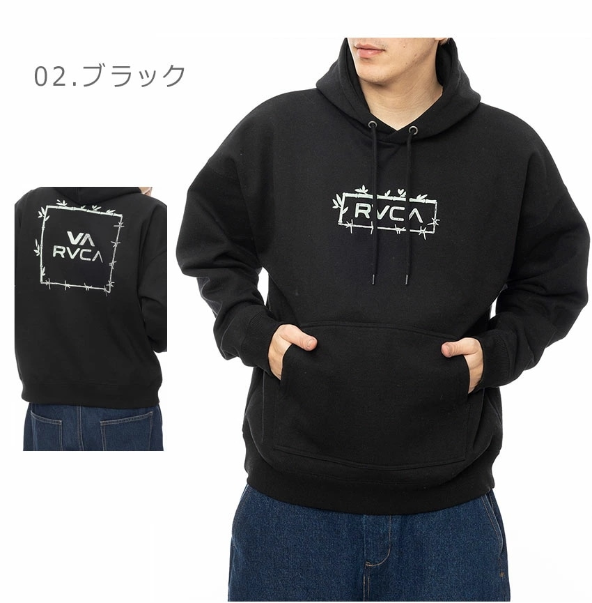 ボーダード フード パーカー BE042039 メンズ プルオーバー ボタニカル スクエアロゴ プリント ルーズ シルエット 大きめ ホワイト 白 ブラック 黒