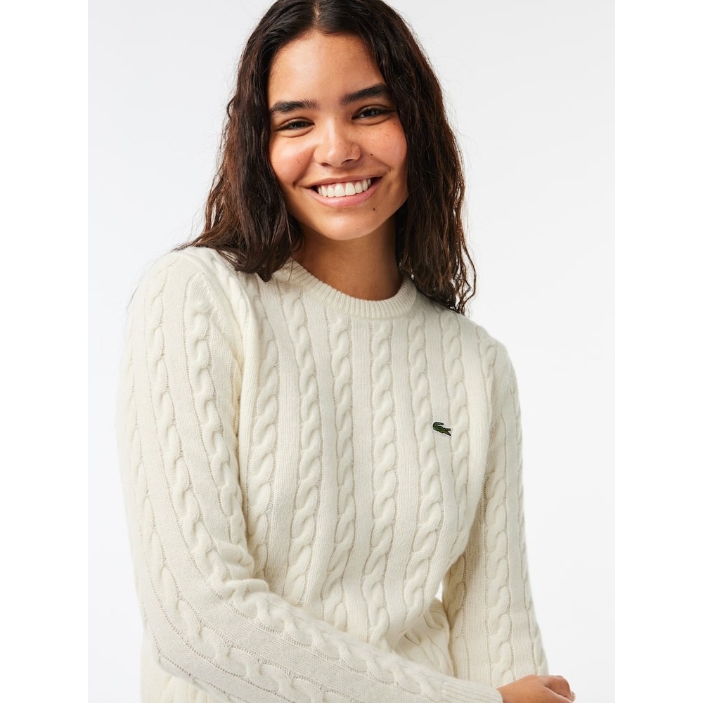 LACOSTE 女性用ウールブレンドケーブルクルーネックセーター AF0633-54N NYV Q2NAF0633-54NNYV
